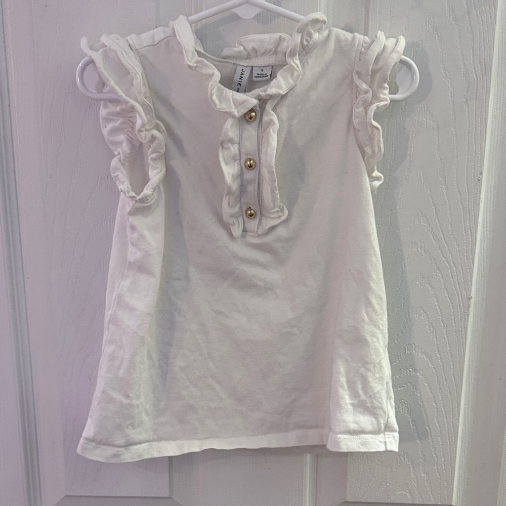 Janie and Jack White Ruffle Sleeve Tee